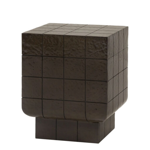 Indoor Outdoor Retro Chocolate Brown Concrete Tile Effect Reinforced Concrete Square Side Table
