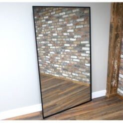 Industrial Extra Large Black Metal Narrow Edged Wall Mirror Landscape Horizontal 170cm