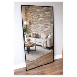 Industrial Extra Large Black Metal Narrow Edged Wall Mirror Landscape Horizontal 170cm