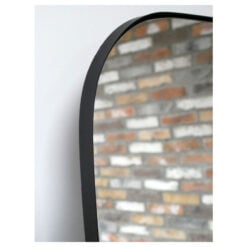 Industrial Large Black Metal Slim Frame Curved Top Rectangle Arched Wall Mirror 170cm