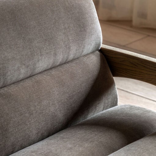 Mocha Brown Upholstered Retro Modern 3 Seater Sofa With Wooden Arms