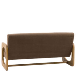 Mocha Brown Upholstered Retro Modern 3 Seater Sofa With Wooden Arms