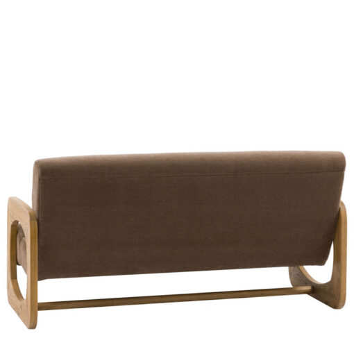 Mocha Brown Upholstered Retro Modern 3 Seater Sofa With Wooden Arms
