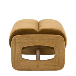 Retro Gold Brown Upholstered Foot Stool With Wooden O Shape Sides