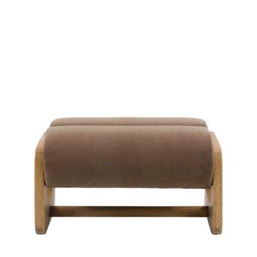 Retro Mocha Brown Upholstered Foot Stool With Wooden O Shape Sides Retro Mocha Brown Upholstered Foot Stool With Wooden O Shape Sides