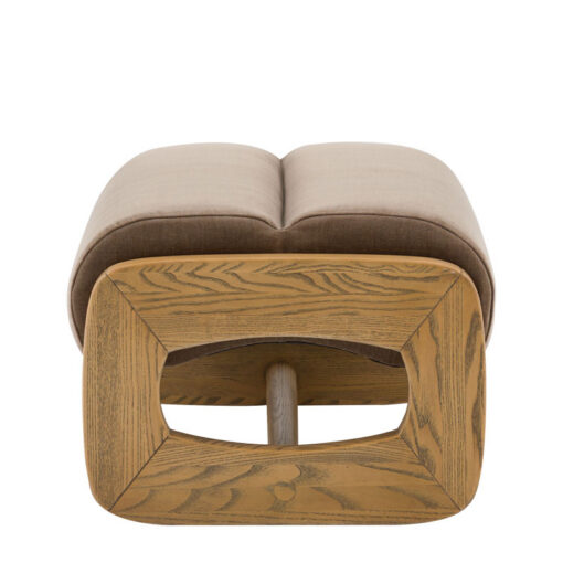 Retro Mocha Brown Upholstered Foot Stool With Wooden O Shape Sides Retro Mocha Brown Upholstered Foot Stool With Wooden O Shape Sides