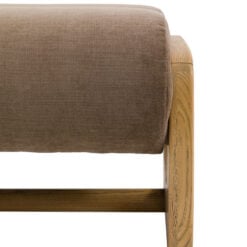 Retro Mocha Brown Upholstered Foot Stool With Wooden O Shape Sides