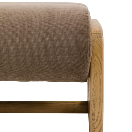 Retro Mocha Brown Upholstered Foot Stool With Wooden O Shape Sides Retro Mocha Brown Upholstered Foot Stool With Wooden O Shape Sides