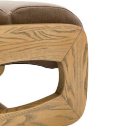 Retro Mocha Brown Upholstered Foot Stool With Wooden O Shape Sides