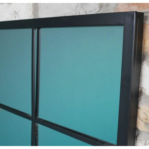 Black Metal Industrial Luxe Style Grid Window Pane Panelled Wall Mirror 120x80cm