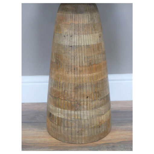 Boho Light Solid Mango Wood Abstract Sculptural Carved Round Mushroom Style Side End Table 56cm