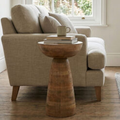 Boho Light Solid Mango Wood Abstract Sculptural Carved Round Mushroom Style Side End Table 56cm Boho Light Solid Mango Wood Abstract Sculptural Carved Round Mushroom Style Side End Table 56cm