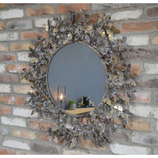 Boho Rustic Antique Gold Metal Butterflies Large Wall Mirror 82cm