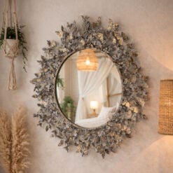 Boho Rustic Antique Gold Metal Butterflies Large Wall Mirror 82cm