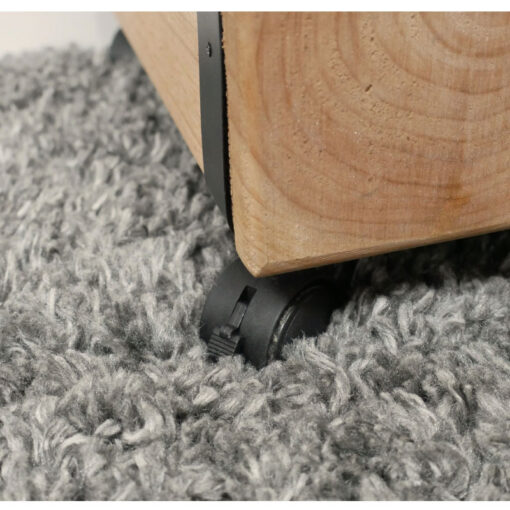 Boho Rustic Chunky Solid Light Naturally Split Fir Wood 1 Door 1 Drawer Bedside Cabinet Side Table With Wheels