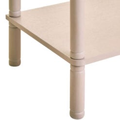 Boho Rustic Light Taupe Pine Wood 1 Drawer 2 Tier Bedside Cabinet Side Table With Carved Reed Detail And Gold Metal Handle