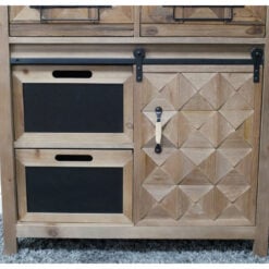 Boho Rustic Multi Drawer 1 Sliding Door Solid Light Fir Wood Apothecary Cabinet 106cm