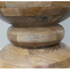 Boho Rustic Solid Light Mango Wood Hourglass Abstract Sculptural Side Table End Table