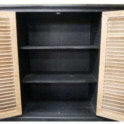 Industrial Black And Natural Solid Fir Wood Multi Drawer 2 Shutter Door Sideboard 120cm