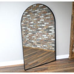 Industrial Extra Large Arched Black Metal Edged Full Length Wall Mirror 175cm
