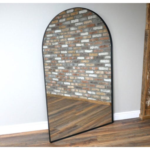Industrial Extra Large Arched Black Metal Edged Full Length Wall Mirror 175cm