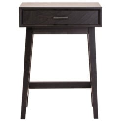 Modern Contemporary Black Pine Wood 1 Drawer Wooden Bedside Cabinet Side Table