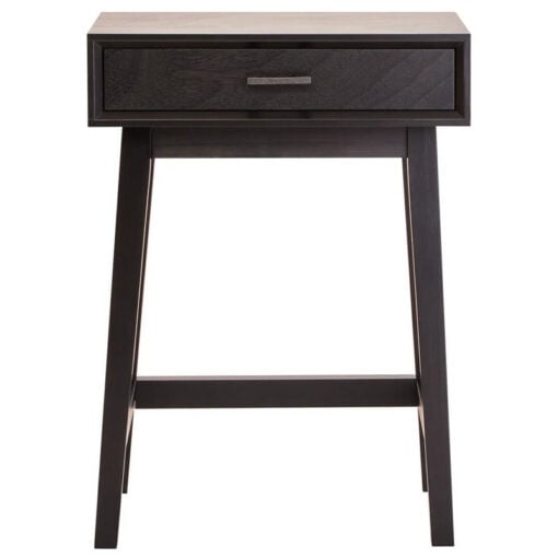 Modern Contemporary Black Pine Wood 1 Drawer Bedside Cabinet Side Table