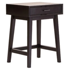 Modern Contemporary Black Pine Wood 1 Drawer Wooden Bedside Cabinet Side Table