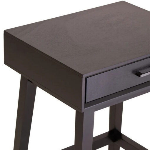 Modern Contemporary Black Pine Wood 1 Drawer Bedside Cabinet Side Table