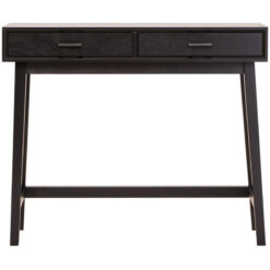 Modern Contemporary Black Pine Wood 2 Drawer Console Hallway Table 90cm