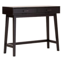 Modern Contemporary Black Pine Wood 2 Drawer Console Hallway Table 90cm