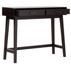 Modern Contemporary Black Pine Wood 2 Drawer Console Hallway Table 90cm