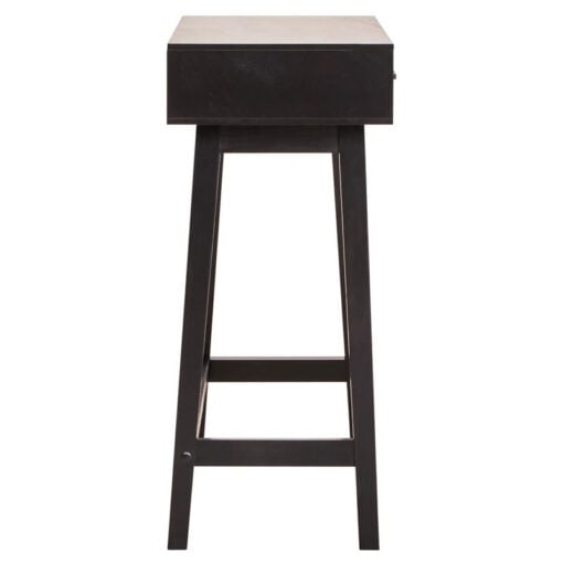 Modern Contemporary Black Pine Wood 2 Drawer Console Hallway Table 90cm