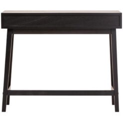 Modern Contemporary Black Pine Wood 2 Drawer Console Hallway Table 90cm