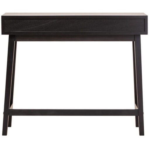 Modern Contemporary Black Pine Wood 2 Drawer Console Hallway Table 90cm