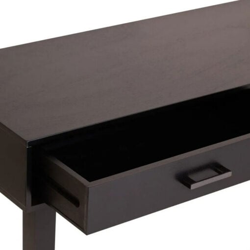 Modern Contemporary Black Pine Wood 2 Drawer Console Hallway Table 90cm