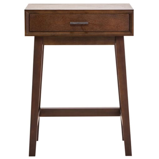 Modern Contemporary Walnut Finish Pine Wood 1 Drawer Bedside Cabinet Side Table