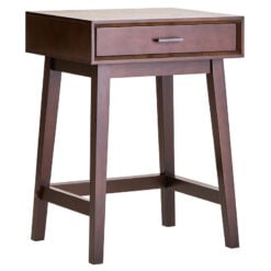 Modern Contemporary Walnut Finish Pine Wood 1 Drawer Bedside Cabinet Side Table