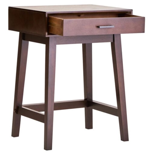 Modern Contemporary Walnut Finish Pine Wood 1 Drawer Bedside Cabinet Side Table