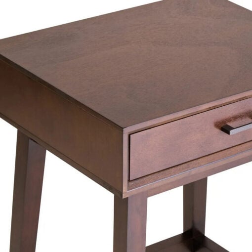 Modern Contemporary Walnut Finish Pine Wood 1 Drawer Bedside Cabinet Side Table