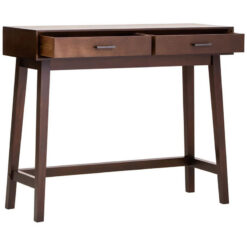 Modern Contemporary Walnut Finish Pine Wood 2 Drawer Console Hallway Table 90cm