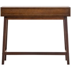 Modern Contemporary Walnut Finish Pine Wood 2 Drawer Console Hallway Table 90cm