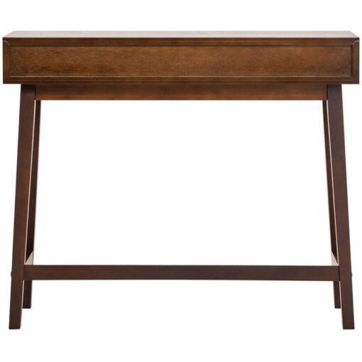 Modern Contemporary Walnut Finish Pine Wood 2 Drawer Console Hallway Table 90cm
