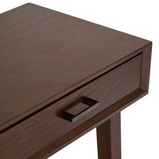 Modern Contemporary Walnut Finish Pine Wood 2 Drawer Console Hallway Table 90cm