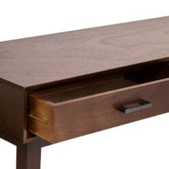 Modern Contemporary Walnut Finish Pine Wood 2 Drawer Console Hallway Table 90cm