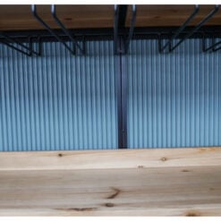 Rustic 2 Parquet Doors 3 Open Shelves Black Metal And Solid Light Fir Wood Drinks Bar Cabinet 160cm