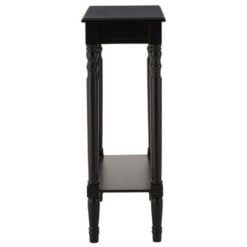 Rustic Black Pine Wood 2 Tier Slim Narrow Console Table Hallway Table With Carved Legs 80cm