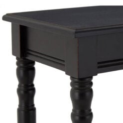 Rustic Black Pine Wood 2 Tier Slim Narrow Console Table Hallway Table With Carved Legs 80cm