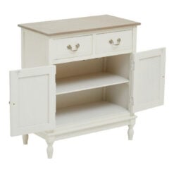 Rustic Country Cottage White Solid Wood 2 Drawer 2 Door Carved Sideboard Cabinet
