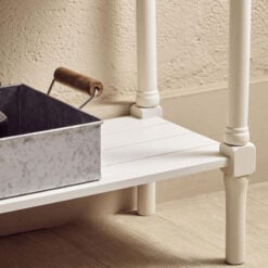 Rustic Country Cottage White Solid Wood 2 Drawer 2 Tier Slim Console Table 113cm